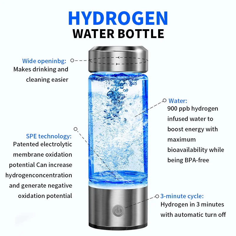 420Ml Hydrogen-Rich Water Cup Electric Hydrogen Rich Water Generator Bottle Titanium Quality Filter Portable Antioxidant Lonizer
